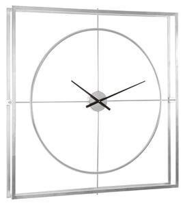 Trigona Square Metal Wall Clock In Silver Frame