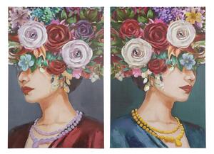 Beaty With Hat Picture Set Of 2 Canvas Wall Art In Multicolor