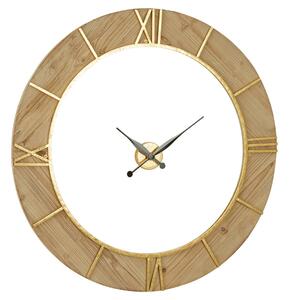 Xuange Round Wooden Wall Clock In Natural And White Frame