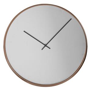 Breiley Round Minimal Mirrored Wall Clock In Rose Gold Frame