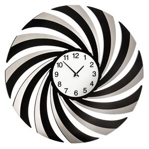 Veeto Contemporary Mirrored Swirl Wall Clock In Black And White