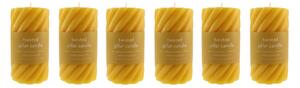 Pack of 6 Twisted Pillar Candles Yellow