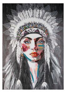 American Indian Picture Canvas Wall Art In Black And Multicolor