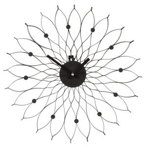 Styria Contemporary Floral Design Wall Clock In Black