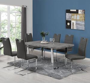 Constable Concrete Effect Dining Table With 6 Petra Grey Chairs