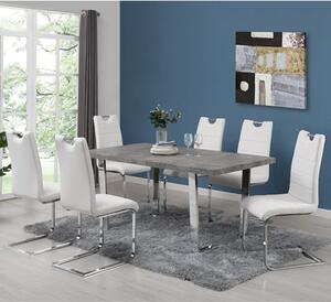 Constable Concrete Effect Dining Table With 6 Petra White Chair