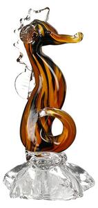 Seahorse Glass Design Sculpture In Brown And Clear