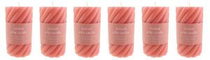 Pack of 6 Twisted Pillar Candles Pink