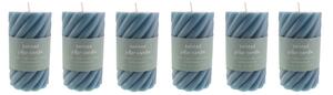 Pack of 6 Twisted Pillar Candles Blue