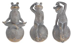 Frog Freddie Poly Set Of 3 Design Sculpture In Grey