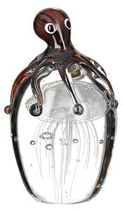 Paperweight Glass Octopus Design Sculpture In Brown And Clear