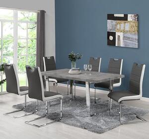 Constable Concrete Effect Dining Table 6 Petra Grey White Chair