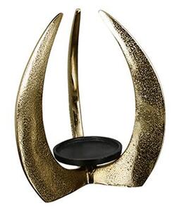 Ohiya Aluminium Small Candleholder In Antique Gold And Black