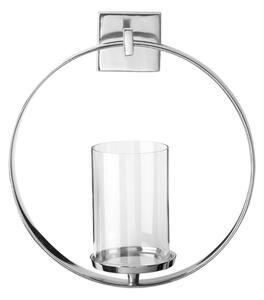 Circus Round Wall Sconce Glass Candle Holder With Silver Frame