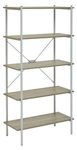 Bradken Natural Oak Wooden Shelving Unit With White Metal Frame