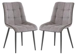 Paley Grey Fabric Upholstered Dining Chairs In Pair