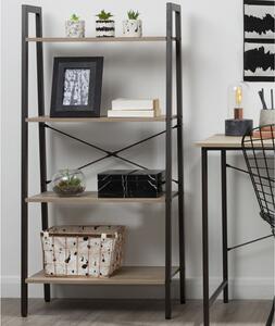 Bradken Grey Oak Wooden 4 Tier Shelving Unit With Black Frame