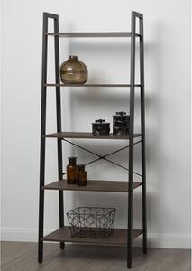 Bradken Dark Oak Wooden 5 Tier Shelving Unit With Black Frame