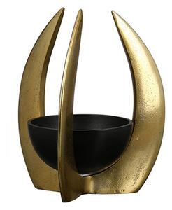 Ohio Aluminium Large Candleholder In Antique Gold And Black