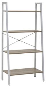 Bradken Natural Wooden 4 Tier Shelving Unit With White Frame