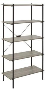 Bradken Grey Oak Wooden 5 Tier Shelving Unit With White Frame