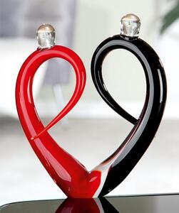 Amore Glass Couple Design Sculpture In Black And Red