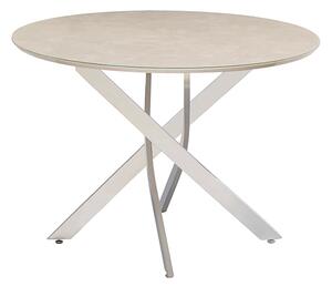 Caprika Marble Effect Round Dining Table In Taupe