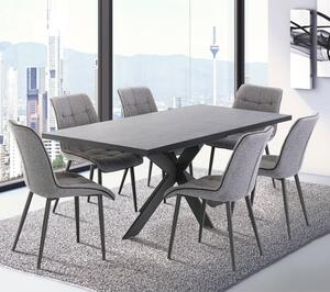 Paley Extending Dark Grey Dining Table With 6 Grey Chairs