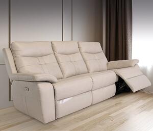 Sotra Faux Leather Electric Recliner 3 Seater Sofa In Stone