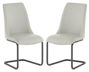 Revila Stone Faux Leather Dining Chairs In Pair