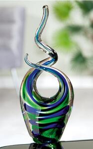 Swirl Glass Design Sculpture In Blue And Green