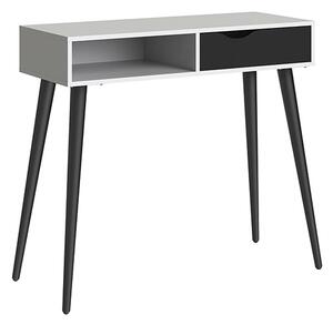 Oklo 1 Drawer 1 Shelf Console Table In White And Matt Black