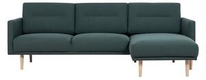 Nexa Fabric Right Handed Corner Sofa In Dark Green With Oak Legs