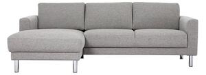 Clesto Fabric Upholstered Left Handed Corner Sofa In Light Grey