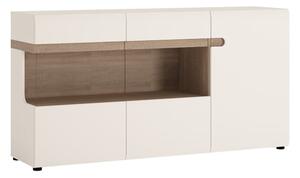 Cheya 3 Doors Sideboard In White Gloss And Truffle Oak