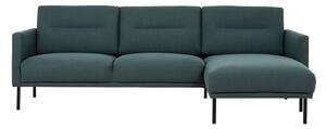 Nexa Fabric Right Handed Corner Sofa In Dark Green And Black Leg