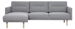 Nexa Fabric Left Handed Corner Sofa In Soul Grey With Oak Legs