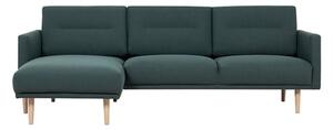 Nexa Fabric Left Handed Corner Sofa In Dark Green With Oak Legs