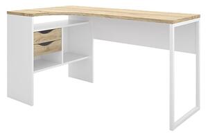 Frosk Corner 2 Drawers Computer Desk In White And Oak