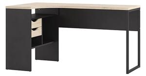 Frosk Corner 2 Drawers Computer Desk In Matt Black And Oak