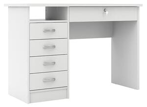 Frosk Wooden 5 Drawers Computer Desk In White