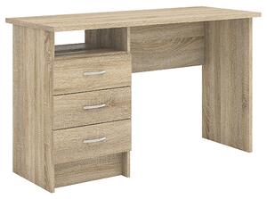 Frosk Wooden 3 Drawers Computer Desk In Oak