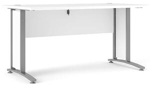 Prax 150cm Computer Desk In White With Silver Grey Legs