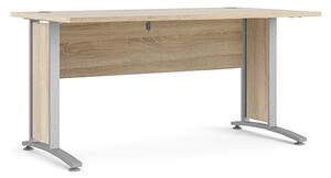 Prax 150cm Computer Desk In Oak With Silver Grey Legs