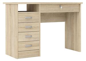 Frosk Wooden 5 Drawers Computer Desk In Oak