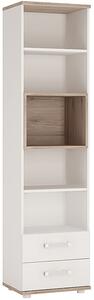 Kast Wooden Bookcase In White High Gloss And Oak With 2 Drawers