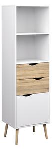 Oklo 1 Door 2 Drawers Bookcase In White And Oak