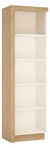 Lyco Right Handed Bookcase In Riviera Oak And White High Gloss