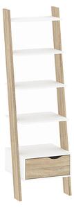 Oklo Leaning 1 Drawer Bookcase In White And Oak