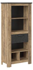 Rapilla 1 Drawer Bookcase In Chestnut And Matera Grey